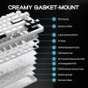 imageEPOMAKER Galaxy68 QMKVIA Wireless Mechanical Keyboard Anodized Aluminum TOPGasket 6000mAh RGB SideBacklight 65 Gaming Keyboard with HotSwap Creamy Switch White Marble White SwitchWhite