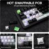 imageEPOMAKER Galaxy68 QMKVIA Wireless Mechanical Keyboard Anodized Aluminum TOPGasket 6000mAh RGB SideBacklight 65 Gaming Keyboard with HotSwap Creamy Switch White Marble White SwitchBlack