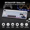 imageEPOMAKER Galaxy68 QMKVIA Wireless Mechanical Keyboard Anodized Aluminum TOPGasket 6000mAh RGB SideBacklight 65 Gaming Keyboard with HotSwap Creamy Switch White Marble White SwitchWhite