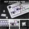 imageEPOMAKER Galaxy68 QMKVIA Wireless Mechanical Keyboard Anodized Aluminum TOPGasket 6000mAh RGB SideBacklight 65 Gaming Keyboard with HotSwap Creamy Switch White Marble White SwitchWhite