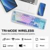 imageEPOMAKER TH108 Full Size Mechanical Keyboard Wireless Gaming Keyboard with 8000mAh Battery Creamy Gasket 108 Keys Hot Swap Custom Driver RGB Backlight BlueampampWhite Sea Salt SilentBlueWhite