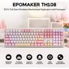 imageEPOMAKER TH108 Full Size Mechanical Keyboard Wireless Gaming Keyboard with 8000mAh Battery Creamy Gasket 108 Keys Hot Swap Custom Driver RGB Backlight BlueampampWhite Sea Salt SilentPink