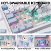 imageEPOMAKER TH108 Full Size Mechanical Keyboard Wireless Gaming Keyboard with 8000mAh Battery Creamy Gasket 108 Keys Hot Swap Custom Driver RGB Backlight BlueampampWhite Sea Salt SilentBlueWhite