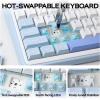 imageEPOMAKER TH99 TriMode Wireless Mechanical Keyboard with 8000mAh Battery Hot Swappable Custom RGB Gaming Keyboard with Numpad Gasket Creamy for PCMacOffice BlueampampWhite Sea Salt SilentBlueWhite