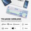 imageEPOMAKER TH99 TriMode Wireless Mechanical Keyboard with 8000mAh Battery Hot Swappable Custom RGB Gaming Keyboard with Numpad Gasket Creamy for PCMacOffice BlueampampWhite Sea Salt SilentBlueWhite
