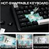 imageEPOMAKER TH99 TriMode Wireless Mechanical Keyboard with 8000mAh Battery Hot Swappable Custom RGB Gaming Keyboard with Numpad Gasket Creamy for PCMacOffice BlueampampWhite Sea Salt SilentBlack