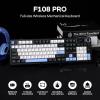 imageEPOMAKER X Aula F108 PRO Wireless Gaming Keyboard with Screen 8000mAh Battery 104 HotSwappable and Programmable Keys and Knob RGB Backlight for MacPCAndroid Black GradientBlueWhiteBlack