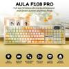 imageEPOMAKER X Aula F108 PRO Wireless Gaming Keyboard with Screen 8000mAh Battery 104 HotSwappable and Programmable Keys and Knob RGB Backlight for MacPCAndroid Black GradientGreyYellow