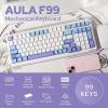 imageEPOMAKER x Aula F99 Wireless Mechanical Keyboard Hot Swappable Gasket Custom Gaming Keyboard with FiveLayer Padding Bluetooth24GHzUSBC 8000mAh Battery White Blue Reaper SwitchWhite Light Blue