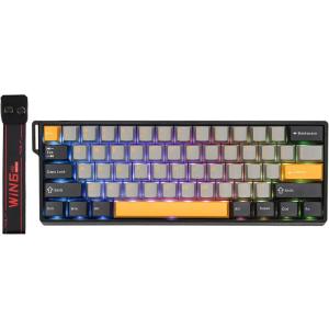 imageEPOMAKER Aula WIN60 HE 60 Wired Magnetic Keyboard with Adjustable Actuation 8000 Hz Polling Rate Hall Effect Switches HotSwap for FPS Games BlackGreyYellow
