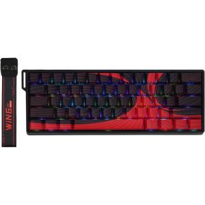 imageEPOMAKER Aula WIN60 HE 60 Wired Magnetic Keyboard with Adjustable Actuation 8000 Hz Polling Rate Hall Effect Switches HotSwap for FPS Games BlackRed Topographic