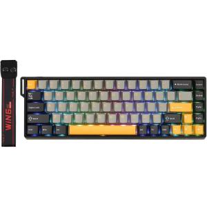 imageEPOMAKER Aula WIN68 HE Magnetic Keyboard with Adjustable Actuation Hall Effect Switches 65 Wired Compact Keyboard 8000 Hz Polling Rate HotSwappable BlackGreyYellow