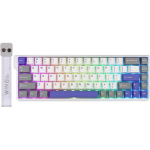 imageEPOMAKER Aula WIN68 HE Magnetic Keyboard with Adjustable Actuation Hall Effect Switches 65 Wired Compact Keyboard 8000 Hz Polling Rate HotSwappable GreyampampYellowGreyWhiteBlue