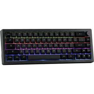 imageEPOMAKER EK68 65 Wireless Gaming Keyboard Hot Swappable Gasket Mechanical Keyboard with Metal Knob Bluetooth 5024Ghz WirelessUSBC Wired Custom Keyboard Black Purple Flamingo SwitchBlack Silver