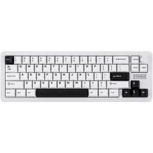 imageEPOMAKER Galaxy68 QMKVIA Wireless Mechanical Keyboard Anodized Aluminum TOPGasket 6000mAh RGB SideBacklight 65 Gaming Keyboard with HotSwap Creamy Switch White Marble White SwitchWhite
