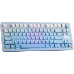 imageEPOMAKER Galaxy70 Wireless Gaming Keyboard 75 Aluminium Mechanical Keyboard Bluetooth 5024GHzUSBC Wired Programmable Hot Swappable for PCMacOfficeGaming Blue Petal SwitchBlue