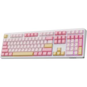 imageEPOMAKER TH108 Full Size Mechanical Keyboard Wireless Gaming Keyboard with 8000mAh Battery Creamy Gasket 108 Keys Hot Swap Custom Driver RGB Backlight BlueampampWhite Sea Salt SilentPink