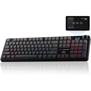 imageEPOMAKER X Aula F108 PRO Wireless Gaming Keyboard with Screen 8000mAh Battery 104 HotSwappable and Programmable Keys and Knob RGB Backlight for MacPCAndroid Black GradientBlack Gradient