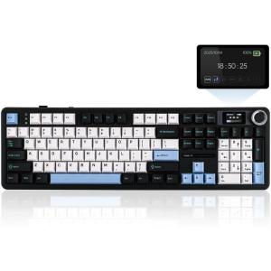 imageEPOMAKER X Aula F108 PRO Wireless Gaming Keyboard with Screen 8000mAh Battery 104 HotSwappable and Programmable Keys and Knob RGB Backlight for MacPCAndroid Black GradientBlueWhiteBlack
