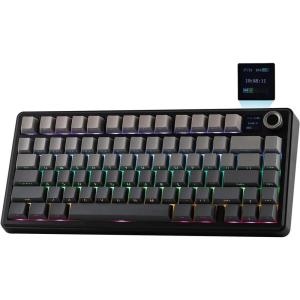 imageEPOMAKER X Aula F75 MAX Wireless Mechanical Keyboard with TFT Screen and Knob Gasket Gaming Keyboard in 75 Layout Hot Swappable RGB Backlight for PCMacLinux Black GradientBlack Gradient