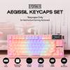 imageEPOMAKER AegisSil Keycap Set Silicone Material Cherry Profile 113 Keys 657596Full Size Custom Keyboard Keycaps Set for Cherry MX Kailh Outemu Gateron Mechanical Gaming Keyboard WhitePink