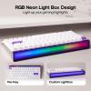 imageEPOMAKER Aula Hero84 HE Wired Hall Effect Keyboard with RGB Lightbox 001mm Adjustable Actuation 8KHz Polling 0125ms Latency Snap Key SOCD Magnetic Gaming Keyboard White TopographicWhitePurple