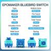 imageEPOMAKER Bluebird 47gf Linear Mechanical Keyboard Switches Set 100 Pieces 35gf Initial Force 5pin Factory Lubed Switch with POM Stem PC Nylon Housing 22mm Dual Spring for Gaming DIY Keyboard