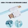 imageEPOMAKER FurMix Custom Coiled Keyboard Cable 15m USBC to USBA DoubleSleeved Cable for Mechanical Keyboard with Detachable 5Pin Metal Aviator Connector for Gaming Keyboard PinkBlue