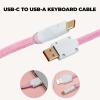 imageEPOMAKER FurMix Custom Coiled Keyboard Cable 15m USBC to USBA DoubleSleeved Cable for Mechanical Keyboard with Detachable 5Pin Metal Aviator Connector for Gaming Keyboard PinkPink