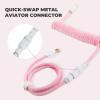 imageEPOMAKER FurMix Custom Coiled Keyboard Cable 15m USBC to USBA DoubleSleeved Cable for Mechanical Keyboard with Detachable 5Pin Metal Aviator Connector for Gaming Keyboard PinkPink