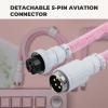 imageEPOMAKER FurMix Custom Coiled Keyboard Cable 15m USBC to USBA DoubleSleeved Cable for Mechanical Keyboard with Detachable 5Pin Metal Aviator Connector for Gaming Keyboard PinkPink