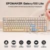 imageEPOMAKER Galaxy100 Lite QMKVIA Gaming Keyboard with 8000mAh Battery and Numpad 1800 Aluminum Mechanical Keyboard USBCBT24Ghz HotSwap Creamy Sound Black Marble White SwitchCreamy White