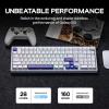 imageEPOMAKER Galaxy100 QMKVIA Wireless Mechanical Keyboard with 8000mAh Battery and Numpad CNC Aluminum Full Size Gaming Keyboard USBCBT5024Ghz White Purple Marble White SwitchWhite Purple