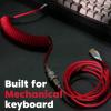 imageEPOMAKER Mix 18m Coiled Keyboard Cable USB C to USB A TPU Cable for Mechanical Gaming Keyboard with Detachable Metal Aviator for Custom Keyboard WhiteRed