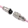 imageEPOMAKER Mix 18m Coiled Keyboard Cable USB C to USB A TPU Cable for Mechanical Gaming Keyboard with Detachable Metal Aviator for Custom Keyboard WhitePuff Pink