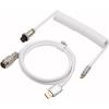 imageEPOMAKER Mix 18m Coiled Keyboard Cable USB C to USB A TPU Cable for Mechanical Gaming Keyboard with Detachable Metal Aviator for Custom Keyboard WhitePuff White
