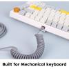 imageEPOMAKER Mix 18m Coiled Keyboard Cable USB C to USB A TPU Cable for Mechanical Gaming Keyboard with Detachable Metal Aviator for Custom Keyboard WhiteGrey