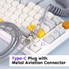 imageEPOMAKER Mix 18m Coiled Keyboard Cable USB C to USB A TPU Cable for Mechanical Gaming Keyboard with Detachable Metal Aviator for Custom Keyboard WhiteGrey
