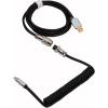 imageEPOMAKER Mix 18m Coiled Keyboard Cable USB C to USB A TPU Cable for Mechanical Gaming Keyboard with Detachable Metal Aviator for Custom Keyboard WhitePuff Black