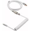 imageEPOMAKER Mix 18m Coiled Keyboard Cable USB C to USB A TPU Cable for Mechanical Gaming Keyboard with Detachable Metal Aviator for Custom Keyboard WhitePuff White