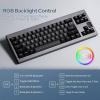 imageEPOMAKER ShadowX Gasket Mechanical Keyboard HotSwap 24ghzBluetoothUSBC Wired Wireless Gaming Keyboard with Screen 3000mAh Battery Poron Foam Black Wisteria Linear Switch