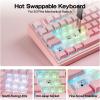 imageEPOMAKER X Aula F75 75 Wireless Gaming Keyboard Bluetooth24GHzUSBC Hot Swappable Creamy Mechanical Keyboard with 5Layer PaddingampampKnob NKRO RGB PinkPink
