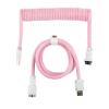 imageEPOMAKER FurMix Custom Coiled Keyboard Cable 15m USBC to USBA DoubleSleeved Cable for Mechanical Keyboard with Detachable 5Pin Metal Aviator Connector for Gaming Keyboard PinkPink