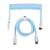 imageEPOMAKER FurMix Custom Coiled Keyboard Cable 15m USBC to USBA DoubleSleeved Cable for Mechanical Keyboard with Detachable 5Pin Metal Aviator Connector for Gaming Keyboard PinkBlue