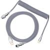 imageEPOMAKER Mix 18m Coiled Keyboard Cable USB C to USB A TPU Cable for Mechanical Gaming Keyboard with Detachable Metal Aviator for Custom Keyboard WhiteGrey