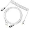 imageEPOMAKER Mix 18m Coiled Keyboard Cable USB C to USB A TPU Cable for Mechanical Gaming Keyboard with Detachable Metal Aviator for Custom Keyboard WhiteWhite