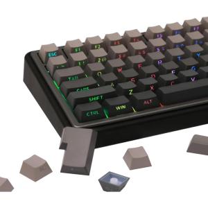 imageEPOMAKER 133Key DoubleShot SidePrinted PBT Keycap Set for Mechanical Gaming Keyboard Compatible with ANSIISO Layout MXClone Switches GateronKailhEpomaker Switch Sky Blue Cherry ProfileSmokey Grey