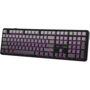 imageEPOMAKER Aula F108 Full Size Wireless Gaming Keyboard with 4000mAh Battery 108 HotSwappable and Programmable Keys NKRO RGB Backlight for WinMacPCAndroid GreyampampYellowBlack Gradient