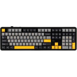 imageEPOMAKER Aula F108 Full Size Wireless Gaming Keyboard with 4000mAh Battery 108 HotSwappable and Programmable Keys NKRO RGB Backlight for WinMacPCAndroid GreyampampYellowGreyYellow