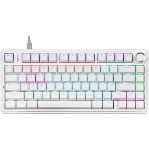 imageEPOMAKER Aula F75Wired 75 Gaming Keyboard with Knob Shine Through ABS Keycap Gasket Structure Programmable Hot Swappable Creamy Mechanical Keyboard for GamesOffice WhiteWhite